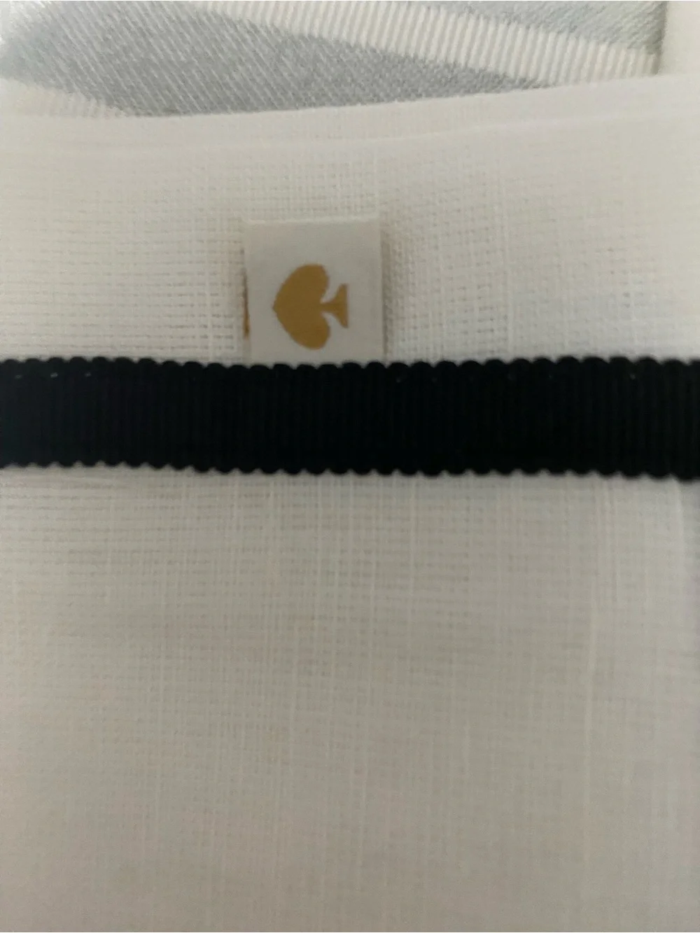 White and Black Trim napkins plus grey and white strip place mats.  Kate Spade.